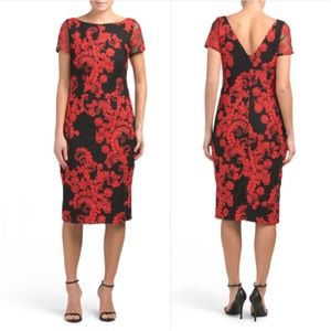JS COLLECTIONS Short Sleeve Soutache Midi Dress